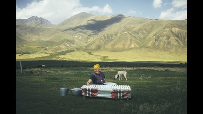 A woman preparing kurut (dried yogurt balls), a traditional Kyrgyz food, in the Fergana Valley in Jalal-Abad, Kyrgyzstan. (Anadolu via Getty Images) A woman preparing kurut (dried yogurt balls), a traditional Kyrgyz food, in the Fergana Valley in Jalal-Abad, Kyrgyzstan. (Anadolu via Getty Images)