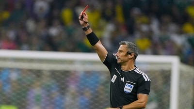 Referee Slavko Vincic of Slovenia will officiate in the FIFA World Cup final on Sunday. (AP Photo/Natacha Pisarenko) Referee Slavko Vincic of Slovenia will officiate in the FIFA World Cup final on Sunday. (AP Photo/Natacha Pisarenko)