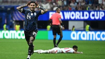 Enzo Fernandez #24 of Argentina celebrates scoring his team's first goal during the FIFA World Cup 2026 Semi Final match between England and Argentina at Atlanta Stadium in Atlanta, Georgia. (Getty Images via AFP) Enzo Fernandez #24 of Argentina celebrates scoring his team's first goal during the FIFA World Cup 2026 Semi Final match between England and Argentina at Atlanta Stadium in Atlanta, Georgia. (Getty Images via AFP)