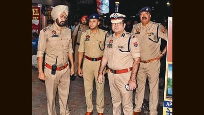 Police officials during a checking drive in Ludhiana. (HT Photo) Police officials during a checking drive in Ludhiana. (HT Photo)