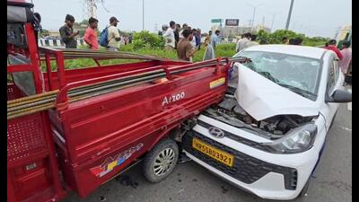 The damaged car seen post the accident. (HT) The damaged car seen post the accident. (HT)