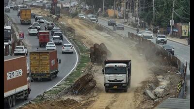 The ongoing construction as of Friday. (Parveen Kumar/HT) The ongoing construction as of Friday. (Parveen Kumar/HT)