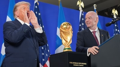 Gianni Infantino’s Trump praise steals spotlight at FIFA World Cup celebration. (AP Photo/Jacquelyn Martin) (AP Photo/Jacquelyn Martin) Gianni Infantino’s Trump praise steals spotlight at FIFA World Cup celebration. (AP Photo/Jacquelyn Martin) (AP Photo/Jacquelyn Martin)