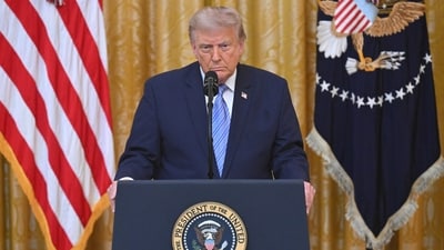 President Donald Trump speaks about election security during an address to the nation at the White House, July 16, 2026.     SAUL LOEB/Pool via REUTERS (via REUTERS)