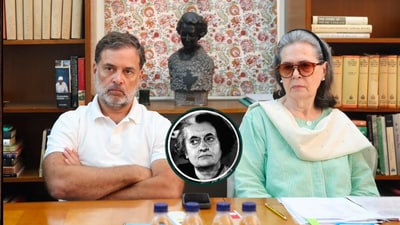 Rahul Gandhi and Sonia Gandhi, sitting near a bust of Indira Gandhi (also pictured), at a meeting of party MPs on Thursday. Friday saw the first official Congress support for the CJP and the Wangchuk protest. (Photos: Annie, Getty Images) Rahul Gandhi and Sonia Gandhi, sitting near a bust of Indira Gandhi (also pictured), at a meeting of party MPs on Thursday. Friday saw the first official Congress support for the CJP and the Wangchuk protest. (Photos: Annie, Getty Images)