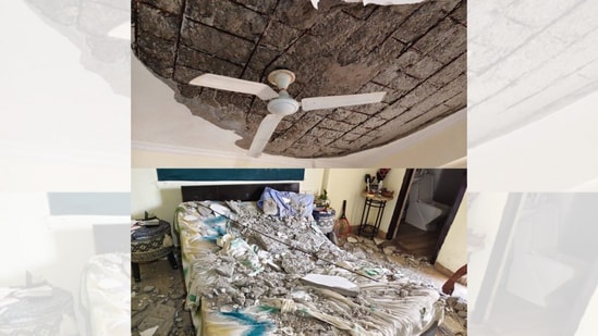 A part of the ceiling collapsed in a Noida apartment
