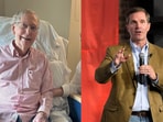 Mitch McConnel seen in the first proof of life photo shared by his office (L) and Kentucky Governor Andy Beshear.