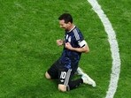 Argentina's Lionel Messi celebrates after the semi-final victory against France as they advance to the World Cup final (REUTERS)