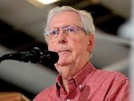 Sen. Mitch McConnell, R-Ky., speaks at an event, Aug. 2, 2025, in Fancy Farm.