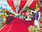 Modi began the day by flagging off India’s first indigenously developed hydrogen-powered passenger train from Jind to Sonipat