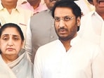 File photo of NCP Rajya Sabha member Parth Pawar with mother and deputy chief minister of Maharashtra Sunetra Pawar.