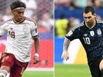 Spain's forward #19 Lamine Yamal at the Dallas Stadium in Arlington on July 14, 2026 (L); and Argentina's forward #10 Lionel Messi in Atlanta on July 15, 2026. (AFP)