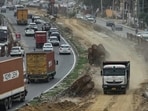 The ongoing construction as of Friday. (Parveen Kumar/HT)