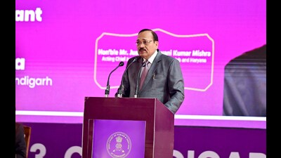 Chief Justice of India Surya Kant during an event in Chandigarh on Saturday. (Ravi Kumar/HT) Chief Justice of India Surya Kant during an event in Chandigarh on Saturday. (Ravi Kumar/HT)