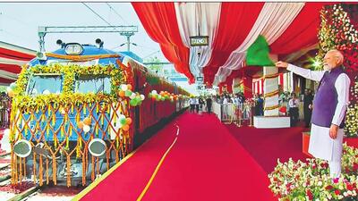 Modi started his day by launching India's first indigenously developed hydrogen-powered passenger train from Jind to Sonipat. Modi started his day by launching India's first indigenously developed hydrogen-powered passenger train from Jind to Sonipat.