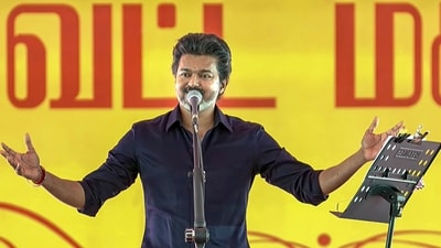 TVK president Vijay. The party removed M Gnanasoundari from its primary membership over alleged violations of party discipline. (@TVKVijayHQ-Offl/YT) TVK president Vijay. The party removed M Gnanasoundari from its primary membership over alleged violations of party discipline. (@TVKVijayHQ-Offl/YT)