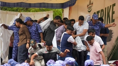 Abhijit Debaki claimed that police personnel arrived at the protest site early in the morning and forcibly removed Wangchuk. (PTI) Abhijit Debaki claimed that police personnel arrived at the protest site early in the morning and forcibly removed Wangchuk. (PTI)