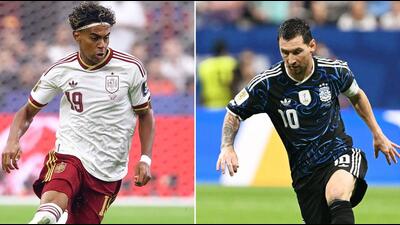 Spain's forward #19 Lamine Yamal at the Dallas Stadium in Arlington on July 14, 2026 (L); and Argentina's forward #10 Lionel Messi in Atlanta on July 15, 2026. (AFP) Spain's forward #19 Lamine Yamal at the Dallas Stadium in Arlington on July 14, 2026 (L); and Argentina's forward #10 Lionel Messi in Atlanta on July 15, 2026. (AFP)