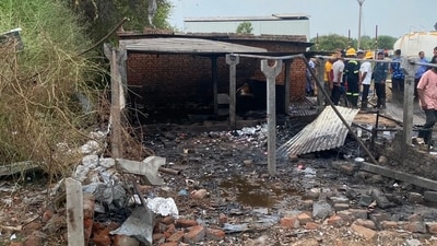 Five people were killed in an explosion and fire at an illegal fireworks factory in Ramtoul, Ahmedabad, Gujarat. (HT photo) Five people were killed in an explosion and fire at an illegal fireworks factory in Ramtoul, Ahmedabad, Gujarat. (HT photo)