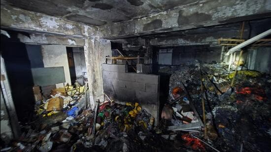 A worker died after a fire broke out at a paint material storage unit on the ground floor of a six-storey residential building in Kondhwa on Friday night, officials said on Saturday. (HT)