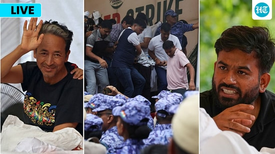 Woman throws ink-like liquid at Dipke as he begins hunger strike