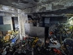 A worker died after a fire broke out at a paint material storage unit on the ground floor of a six-storey residential building in Kondhwa on Friday night, officials said on Saturday. (HT)