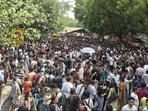 Public meetings, assembly of five or more persons, carrying banners, placards, etc, shouting slogans, processions in any public place within the area were prohibited in New Delhi district, the police said in an order. (Sanjeev Verma/HT Photo)
