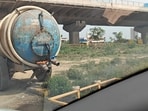 Residents claimed tanker operators damaged a drain slab near Sector 110. HSPCB said no formal complaint has been received in the matter. (HT)