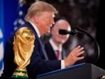 US President Donald Trump speaks alongside FIFA President Gianni Infantino at a FIFA Reception at Trump Tower on July 17, 2026 in New York City. (Getty Images via AFP)