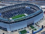 Aerial view of the MetLife Stadium where the FIFA World Cup final match will take place in East Rutherford, New Jersey.