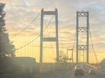 A view of the Tacoma Narrows Bridge in Gig Harbor.