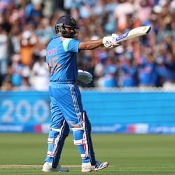 India's Rohit Sharma celebrates reaching his century during the third ODI. 