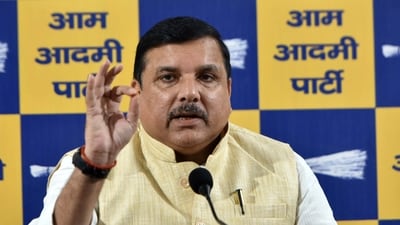AAP Rajya Sabha MP Sanjay Singh speaks during a press conference. AAP Rajya Sabha MP Sanjay Singh speaks during a press conference.