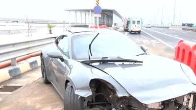 Days after tunnel fire, speeding Porsche crashes into Coastal Road divider, injures minor Days after tunnel fire, speeding Porsche crashes into Coastal Road divider, injures minor
