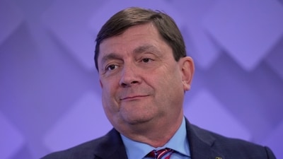 Former Maine Senate President Troy Jackson has taken a commanding lead in the race to become the Democratic nominee for the US Senate seat currently held by Republican Susan Collins. (AP Photo/Robert F. Bukaty) Former Maine Senate President Troy Jackson has taken a commanding lead in the race to become the Democratic nominee for the US Senate seat currently held by Republican Susan Collins. (AP Photo/Robert F. Bukaty)
