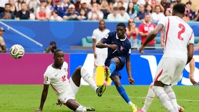 Ousmane Dembele also got his name on the scoresheet with a late goal in injury time, but England had the last laugh. (AP Photo/Rebecca Blackwell) Ousmane Dembele also got his name on the scoresheet with a late goal in injury time, but England had the last laugh. (AP Photo/Rebecca Blackwell)
