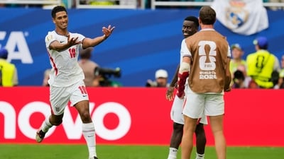 Jude Bellingham hit the final nail in the coffin by scoring a goal in the final minute to seal the win for England. (AP Photo) Jude Bellingham hit the final nail in the coffin by scoring a goal in the final minute to seal the win for England. (AP Photo)