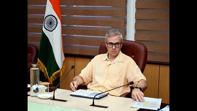 Jammu and Kashmir CM Omar Abdullah chairs a high-level meeting to review the situation due to incessant rains and assess preparedness across the state at Civil Secretariat, in Jammu on Sunday. (@CM_JnK X)