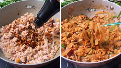Aathira Sethumadhavan's Kung Pao chicken noodles recipe uses Shirataki noodles. (@aathirasethumadhavan/Instagram) Aathira Sethumadhavan's Kung Pao chicken noodles recipe uses Shirataki noodles. (@aathirasethumadhavan/Instagram)