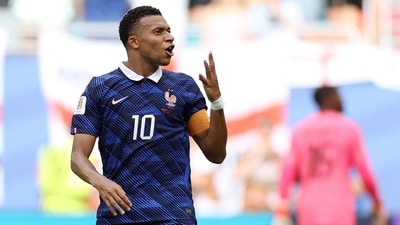 Kylian Mbappe scored twice in the second half to overtake Lionel Messi as the highest goalscorer in FIFA World Cup history while also moving to the top of the Golden Boot race. (Getty Images via AFP) Kylian Mbappe scored twice in the second half to overtake Lionel Messi as the highest goalscorer in FIFA World Cup history while also moving to the top of the Golden Boot race. (Getty Images via AFP)