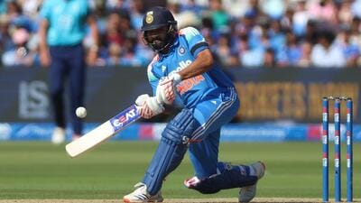 Rohit Sharma during the third ODI against England. (Steven Paston/PA via AP) Rohit Sharma during the third ODI against England. (Steven Paston/PA via AP)