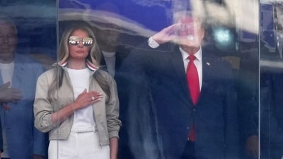 President Donald Trump (right) and First Lady Melania Trump attend the World Cup championship final. (AP Photo/Jacqueline Martin) President Donald Trump (right) and First Lady Melania Trump attend the World Cup championship final. (AP Photo/Jacqueline Martin)