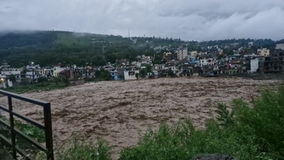 View of an overflowing river as heavy rains in J&K's Poonch and Rajouri wreaked havoc. (Sourced) View of an overflowing river as heavy rains in J&K's Poonch and Rajouri wreaked havoc. (Sourced)