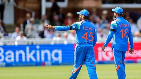 India's Virat Kohli and Rohit Sharma during 3rd ODI against England.