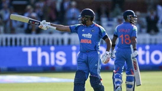 Rohit Sharma got his century off 84 balls and with that he quashed all retirement talk.(AFP)