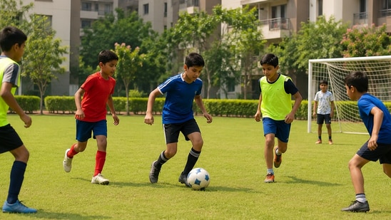 The Karnataka High Court has directed a Bengaluru apartment owners' association to reconsider its ban on children playing football in the society's playground, holding that blanket restrictions on physical games cannot be imposed through vague rules. (Photo for representational purposes only) (ChatGPT generated image)