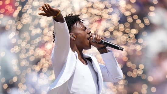 Influencer IShowSpeed performs before the World Cup final soccer match between Spain and Argentina in East Rutherford, N.J.