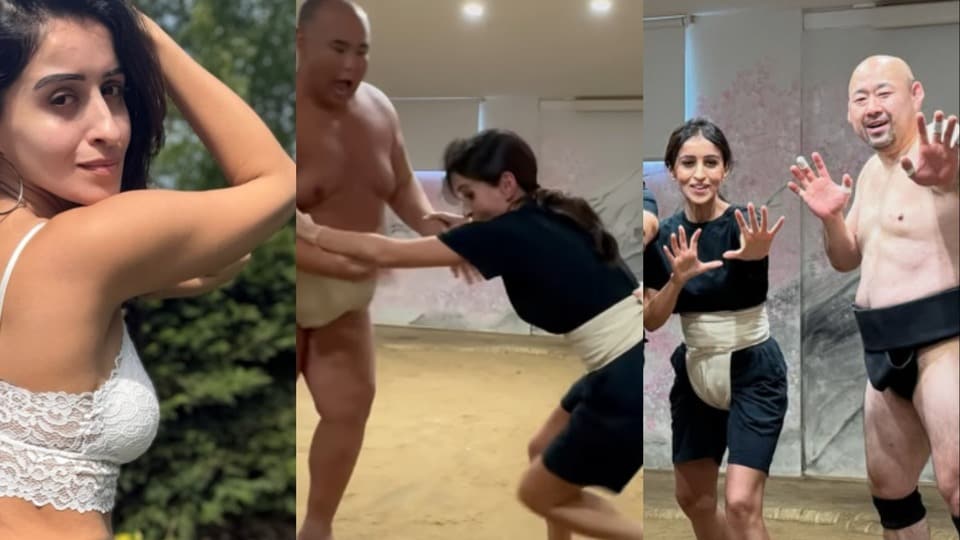 మన్మథుడు హీరోయిన్ సుమో ఫైట్ చూశారా? ఈ బ్యూటీని ఎత్తి పడేసిన మల్ల యోధుడు.. వీడియో వైరల్ 