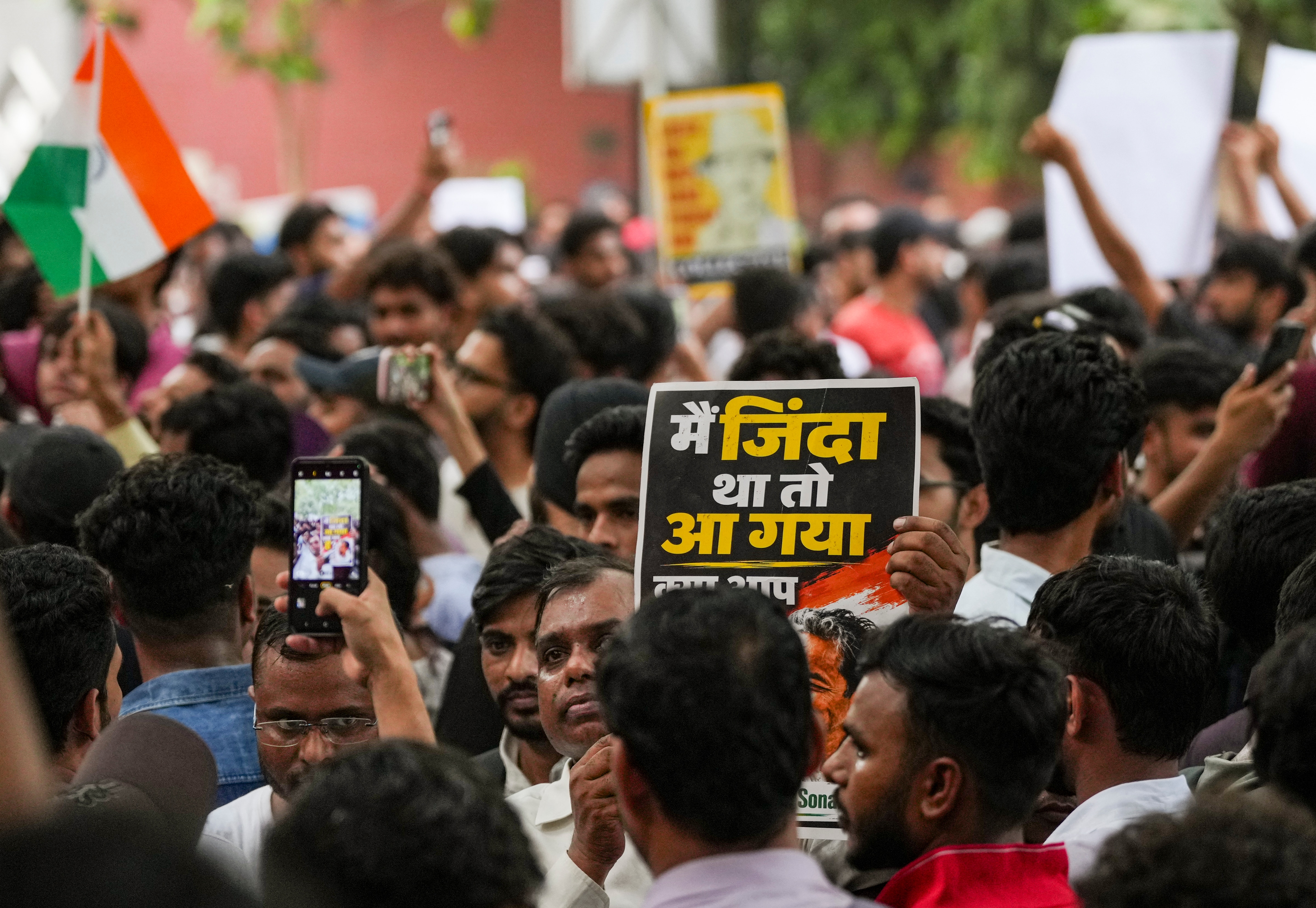 Cockroach Janata Party (CJP) supporters at the Jantar Mantar in New Delhi on Sunday, July 19, 2026. (PTI) Cockroach Janata Party (CJP) supporters at the Jantar Mantar in New Delhi on Sunday, July 19, 2026. (PTI)