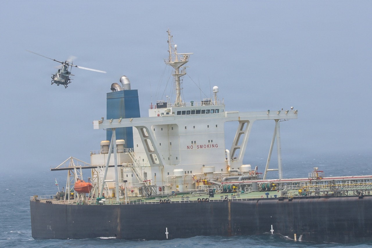 A ship in the Gulf of Oman boarded by U.S. forces this past week as part of the renewed blockade of Iran’s ports. A ship in the Gulf of Oman boarded by U.S. forces this past week as part of the renewed blockade of Iran’s ports.